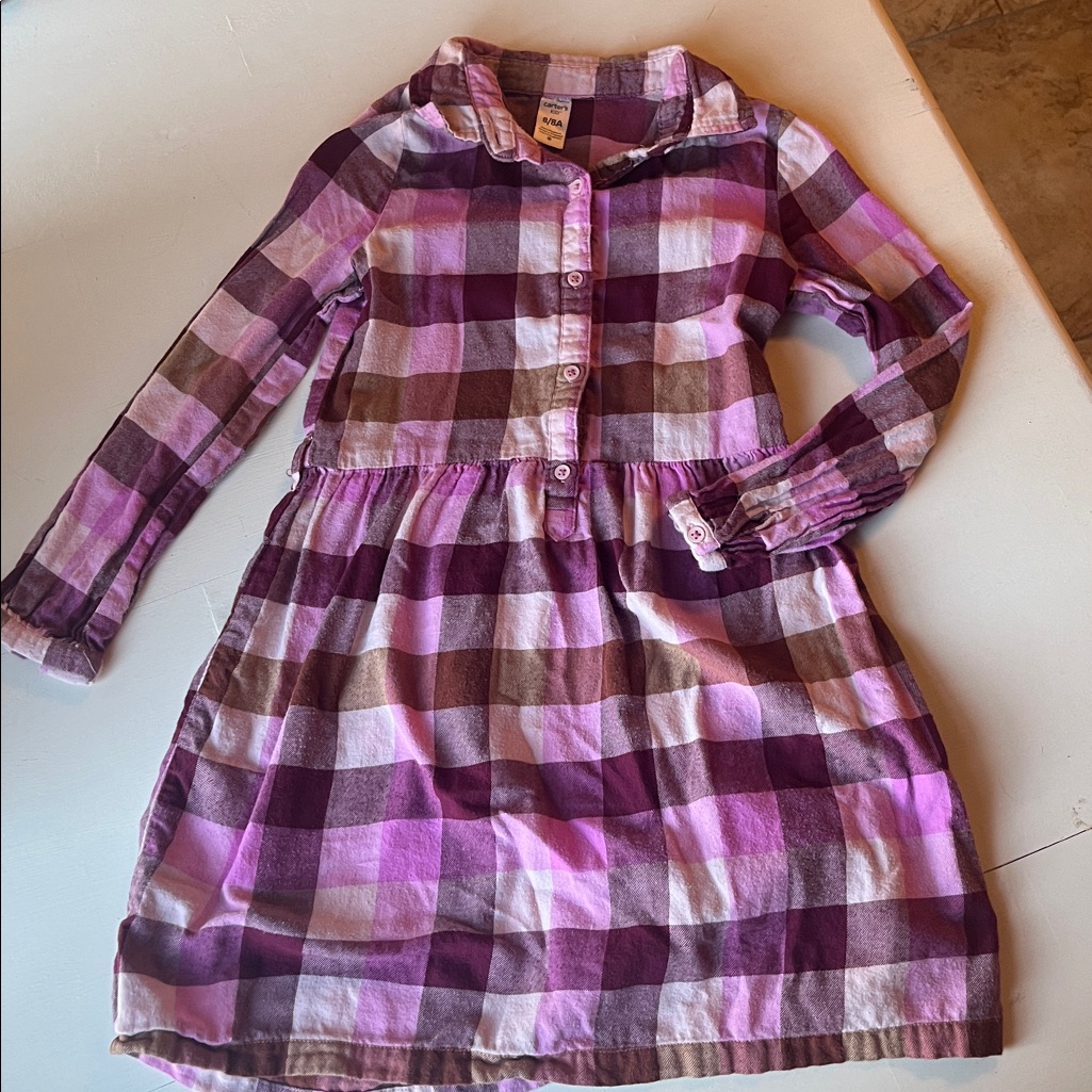 Carter's Pink And Brown Plaid Kids Dress